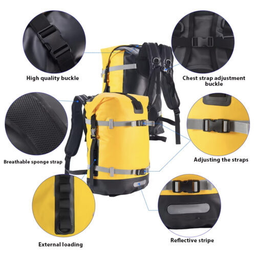 Customized logo 35L 55L Semi Cylindrical Camping and Hiking Waterproof Dry Bag Backpack - Image 5