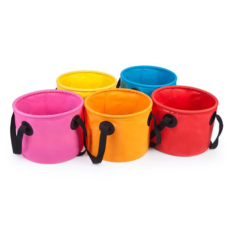 500D PVC Tarpaulin Foldable Camping Portable Foot Bath Barrel Travel Collapsible Buckets 11L-30L